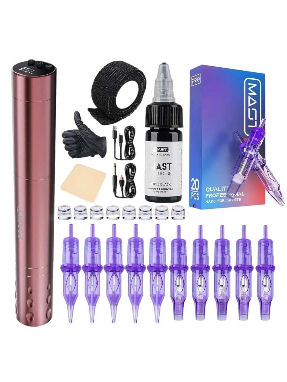 Mast Tattoo Gun Kit Tour Fly Slim Wireless Tattoo Pen Machine Sealed TZ101DC
